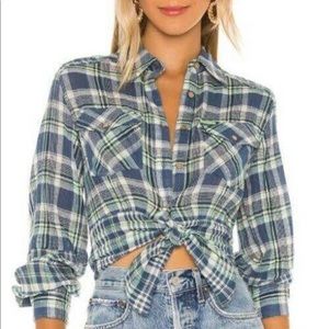 Free People Plaid Print Long Sleeve